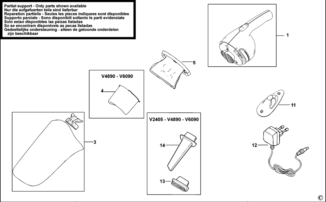 Black & Decker V1999N Type H2 Dustbuster Spare Parts