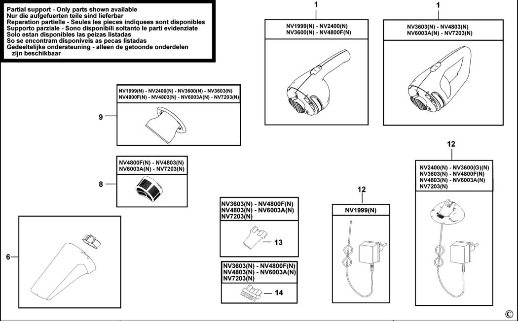 Black & Decker NV2400 Type H2 Dustbuster Spare Parts