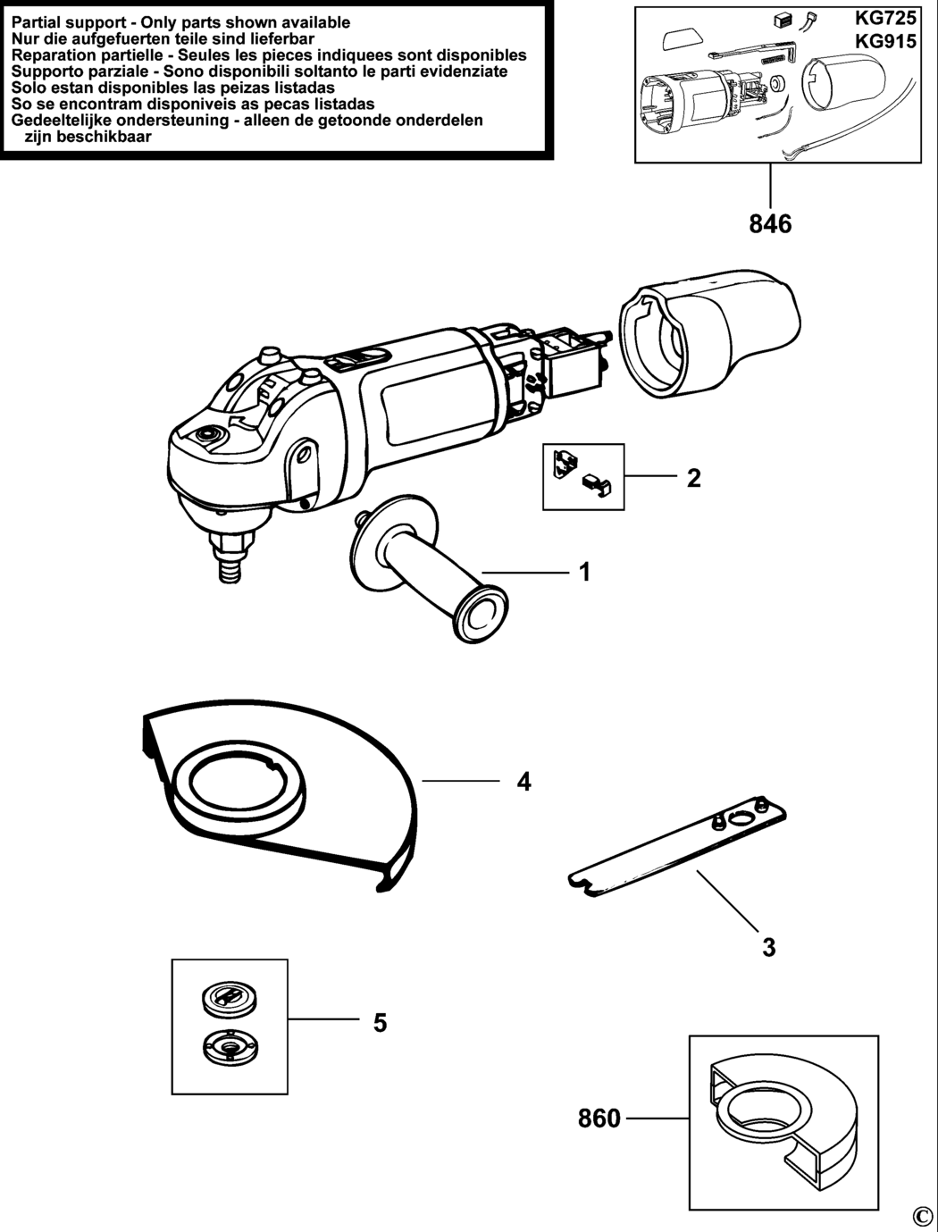 Black & Decker KG915 Type 2 Angle Grinder Spare Parts