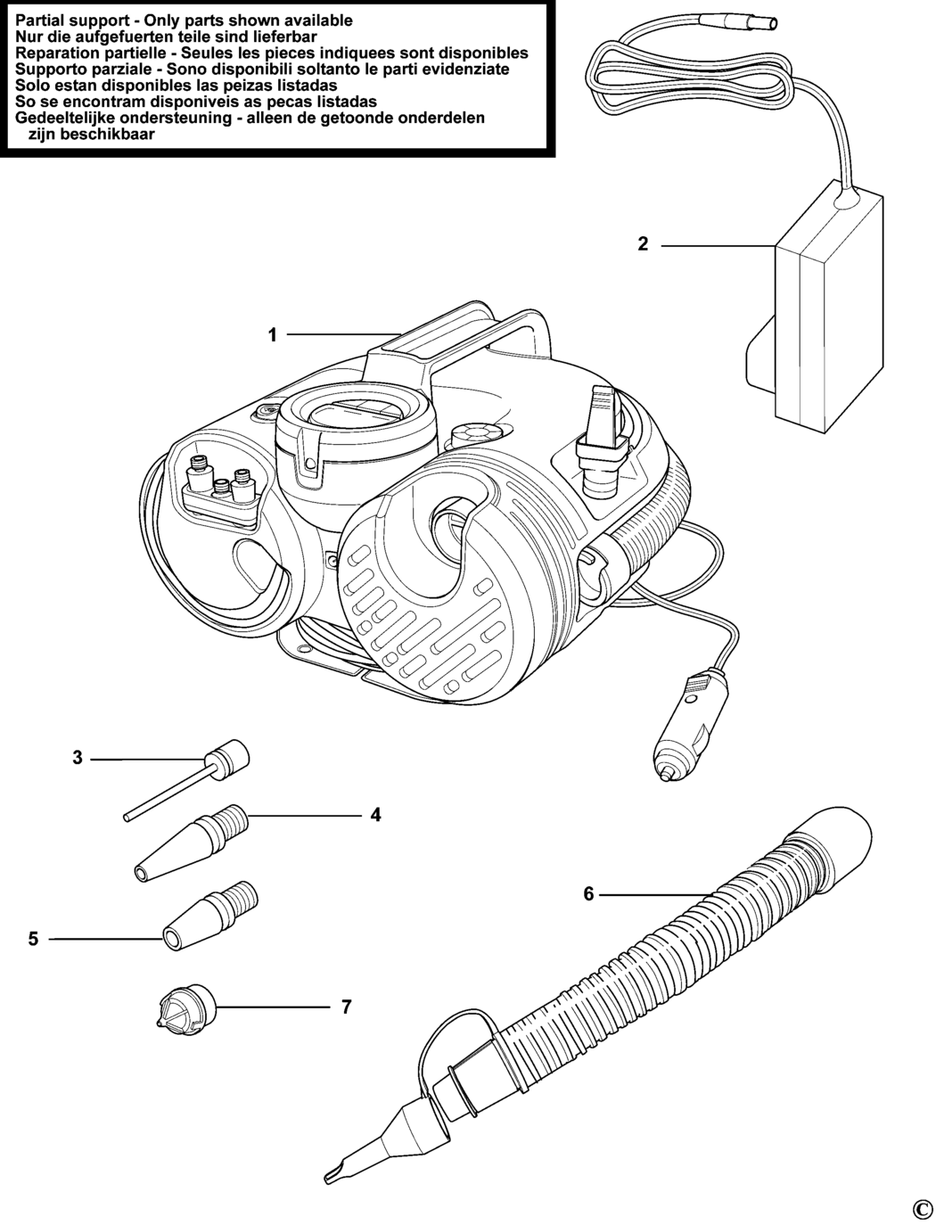 Black & Decker ASI500 Type H1 Inflator Spare Parts