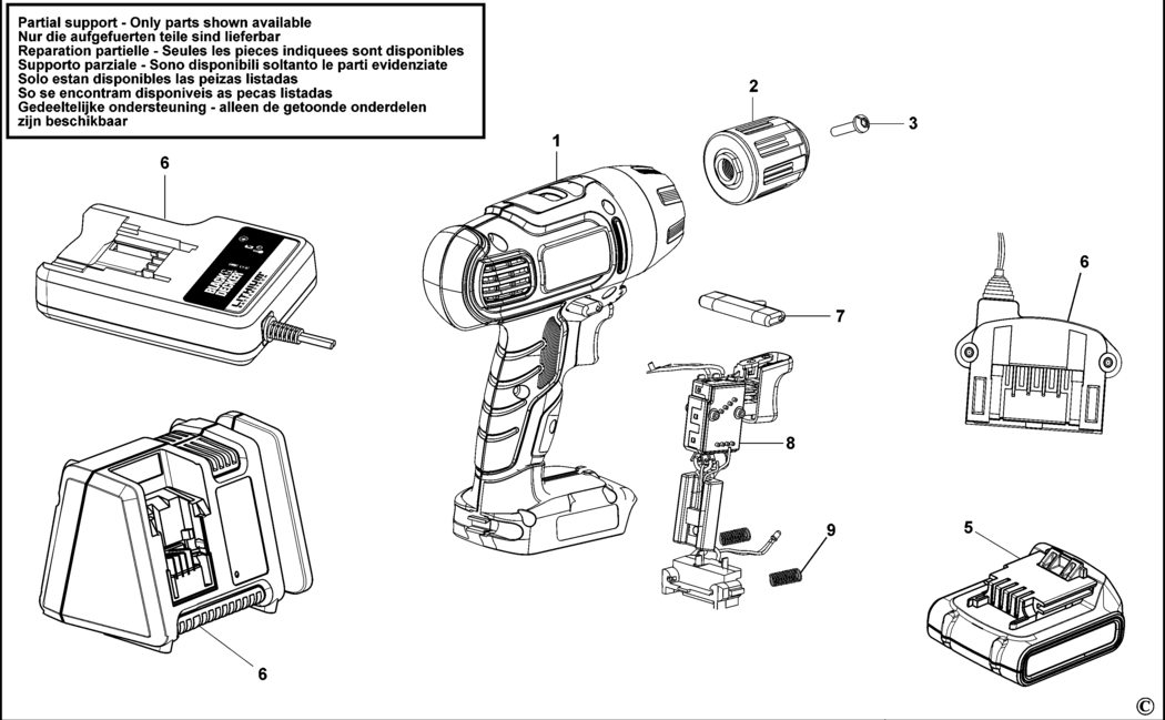 Black & Decker ASL146 Type H1 Cordless Drill Spare Parts