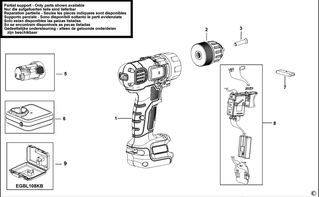 Black & Decker EGBL108 Type H1 Cordless Drill Spare Parts