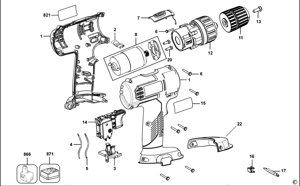 Black & Decker KTC144 Type 1 Cordless Drill Spare Parts