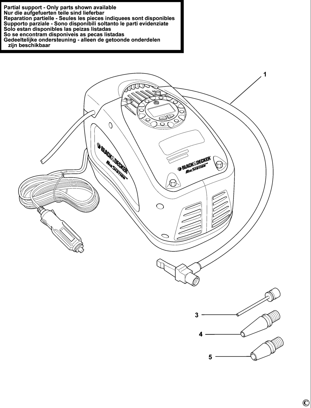 Black & Decker ASI300 Type 3 Inflator Spare Parts