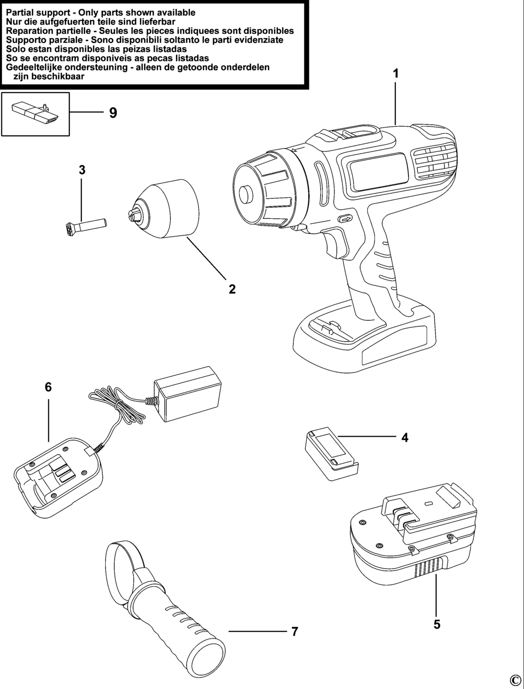 Black & Decker HP188F4 Type H2 Cordless Drill Spare Parts