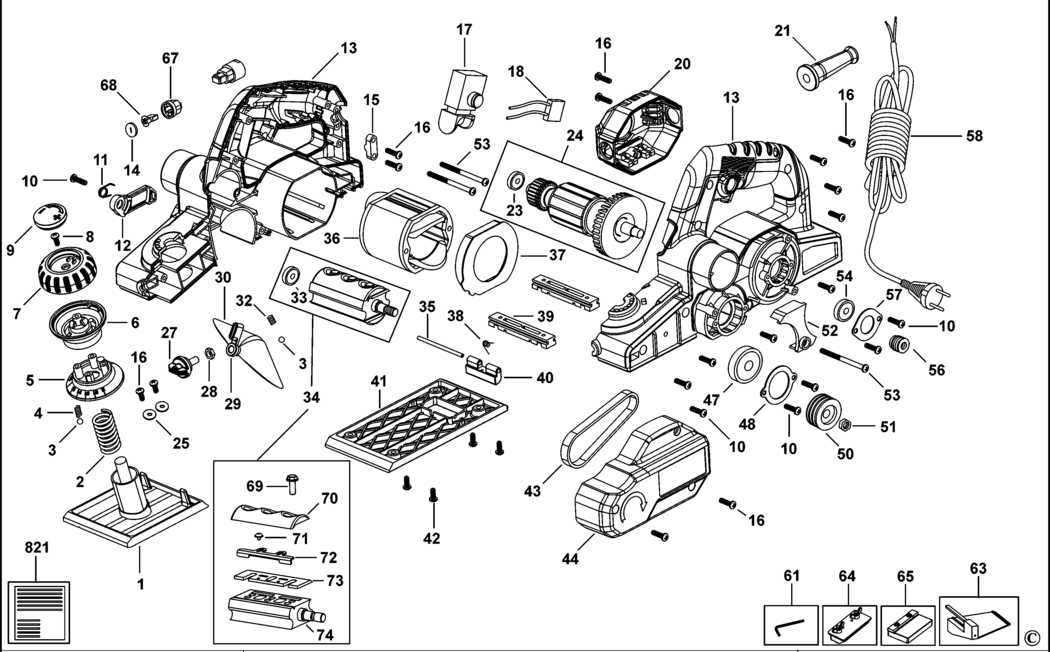 Black & Decker KTW750 Type 1 Planer Spare Parts