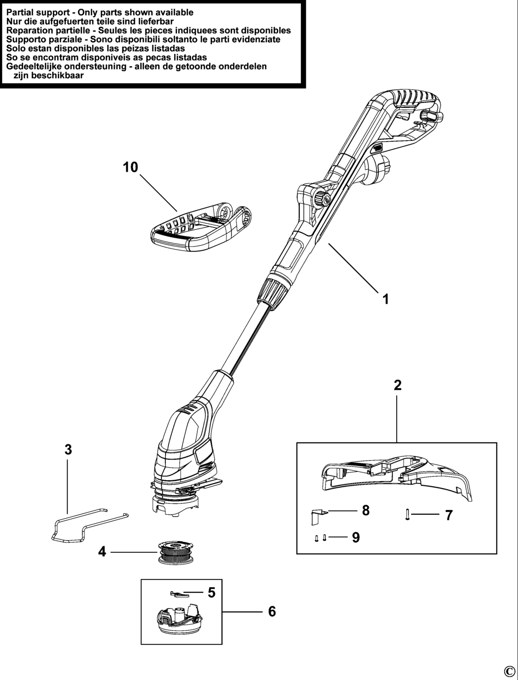 Black & Decker GL5530 Type 1 String Trimmer Spare Parts