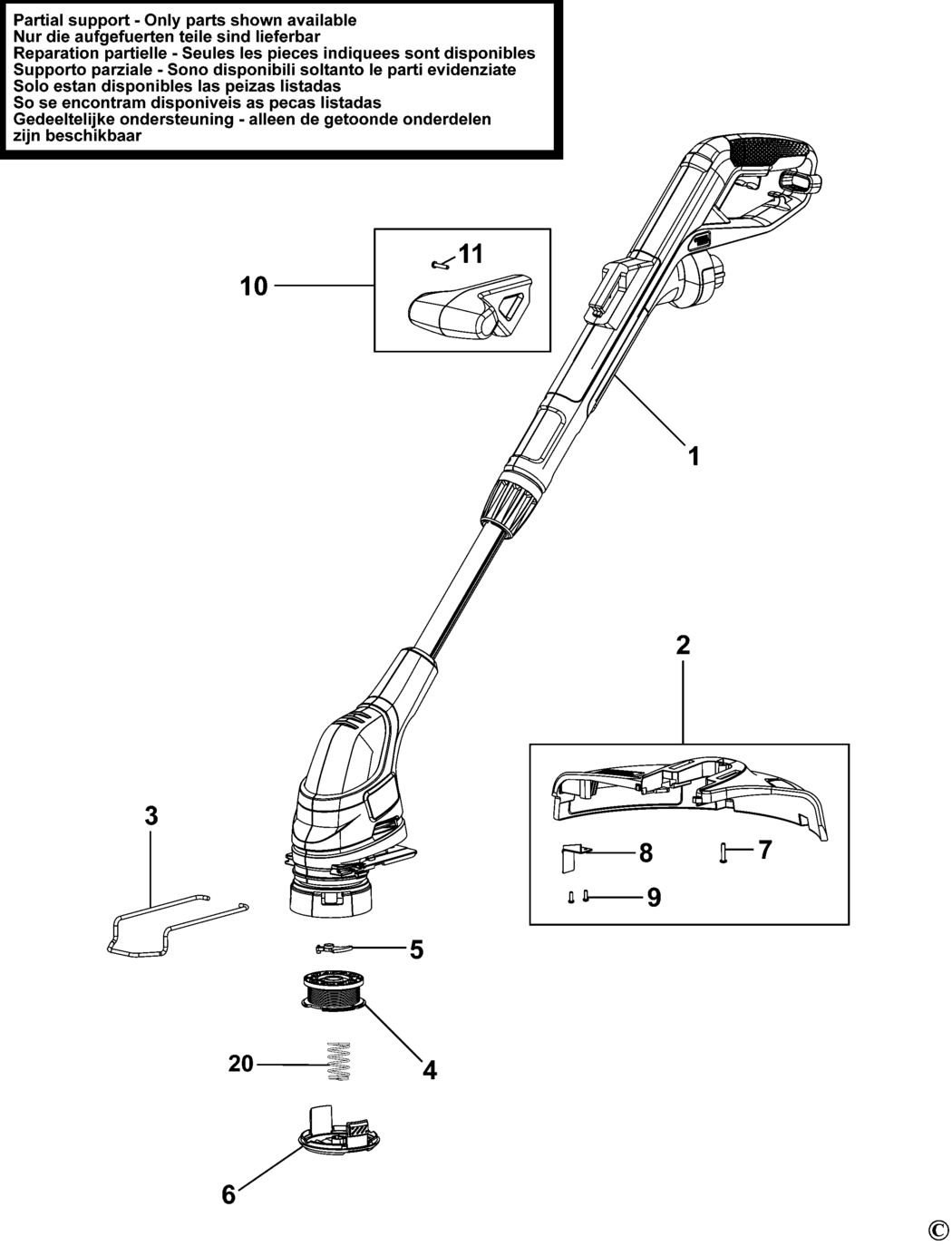 Black & Decker GL4525 Type 1 String Trimmer Spare Parts