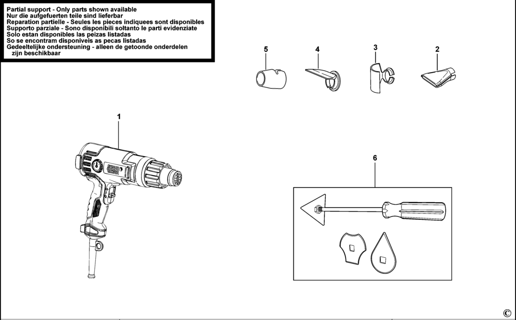 Black & Decker KX2200 Type 1 Heatgun Spare Parts