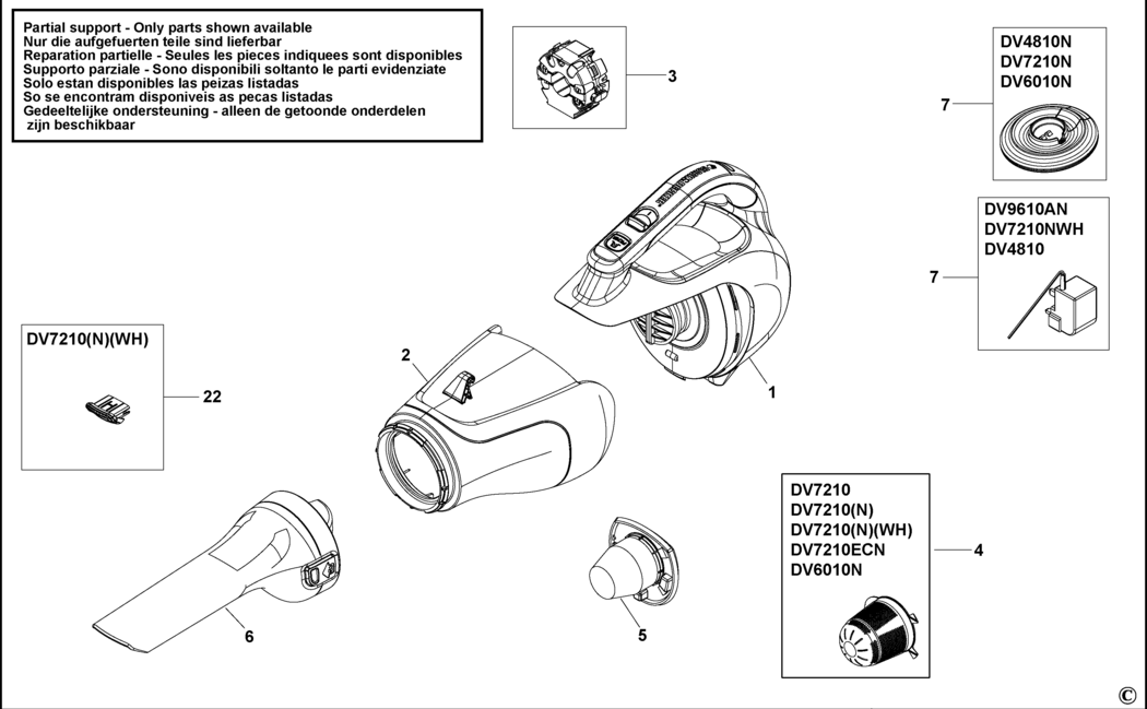 Black & Decker DV9610AN Type H1 Dustbuster Spare Parts