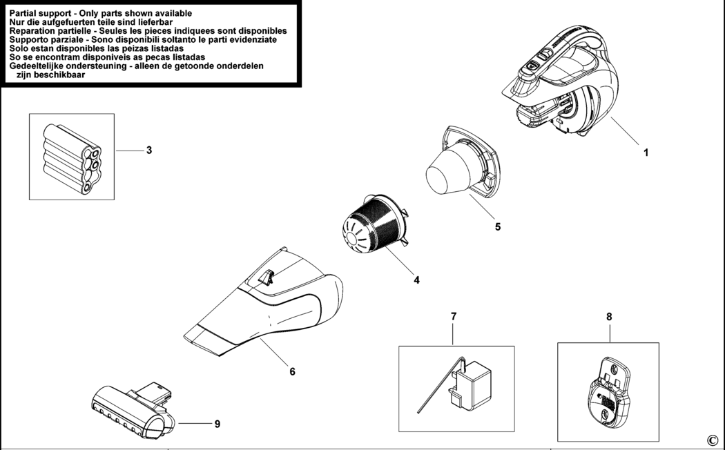 Black & Decker DV9610PN Type H1 Dustbuster Spare Parts