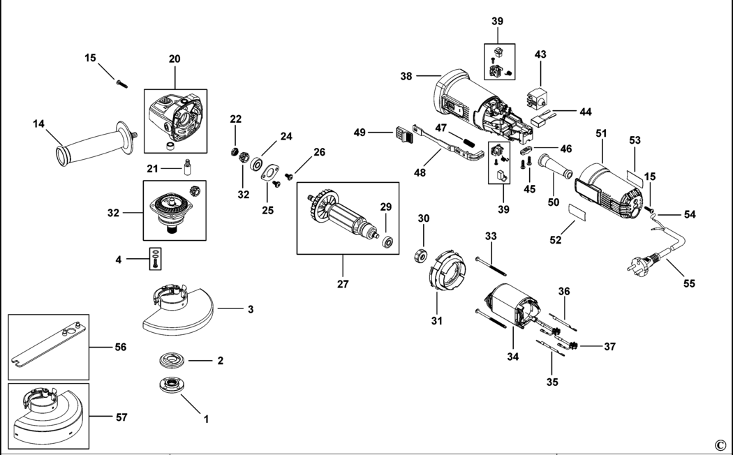 Black & Decker KG750 Type 1 Small Angle Grinder Spare Parts