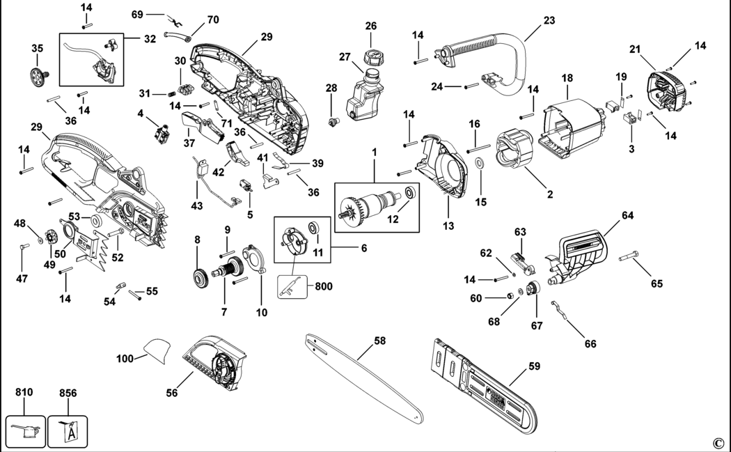 Black & Decker GK1830 Type 1 Chainsaw Spare Parts