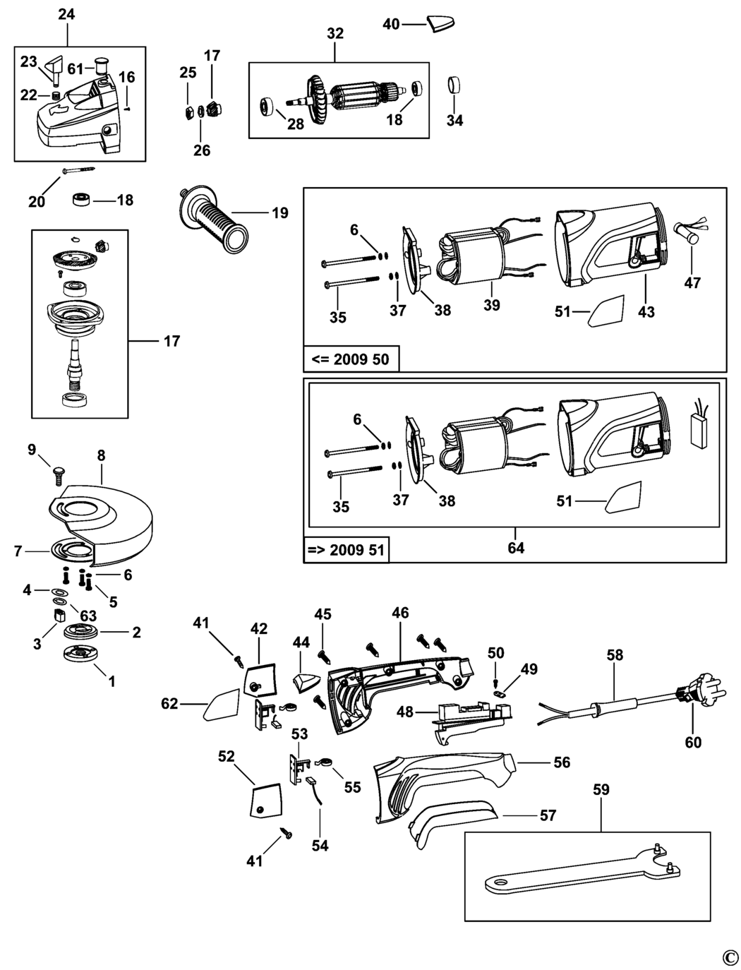 Black & Decker KG2001 Type 4 Angle Grinder Spare Parts