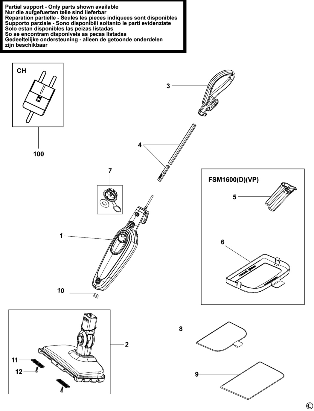 Black & Decker FSM1500 Type 1 - 2 Steam Mop Spare Parts