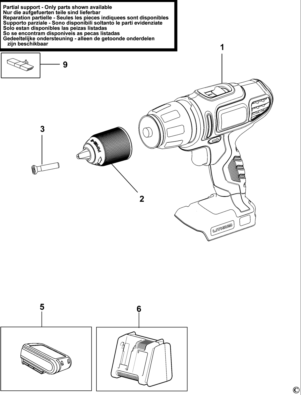 Black & Decker HP146F4LBK Type H3 Cordless Drill Spare Parts