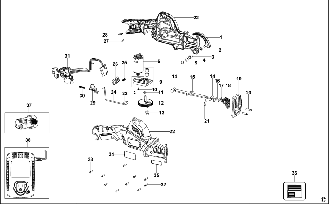 Black & Decker LXP10-2 Type 1 Pruner Spare Parts