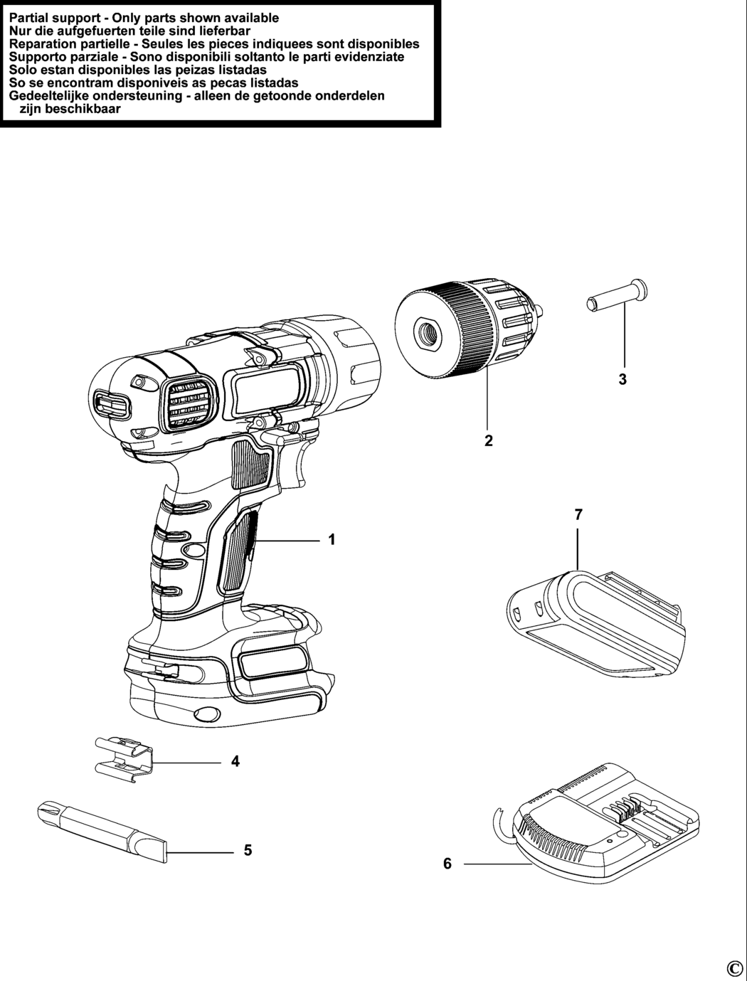 Black & Decker LDX112C Type 1 Drill Spare Parts