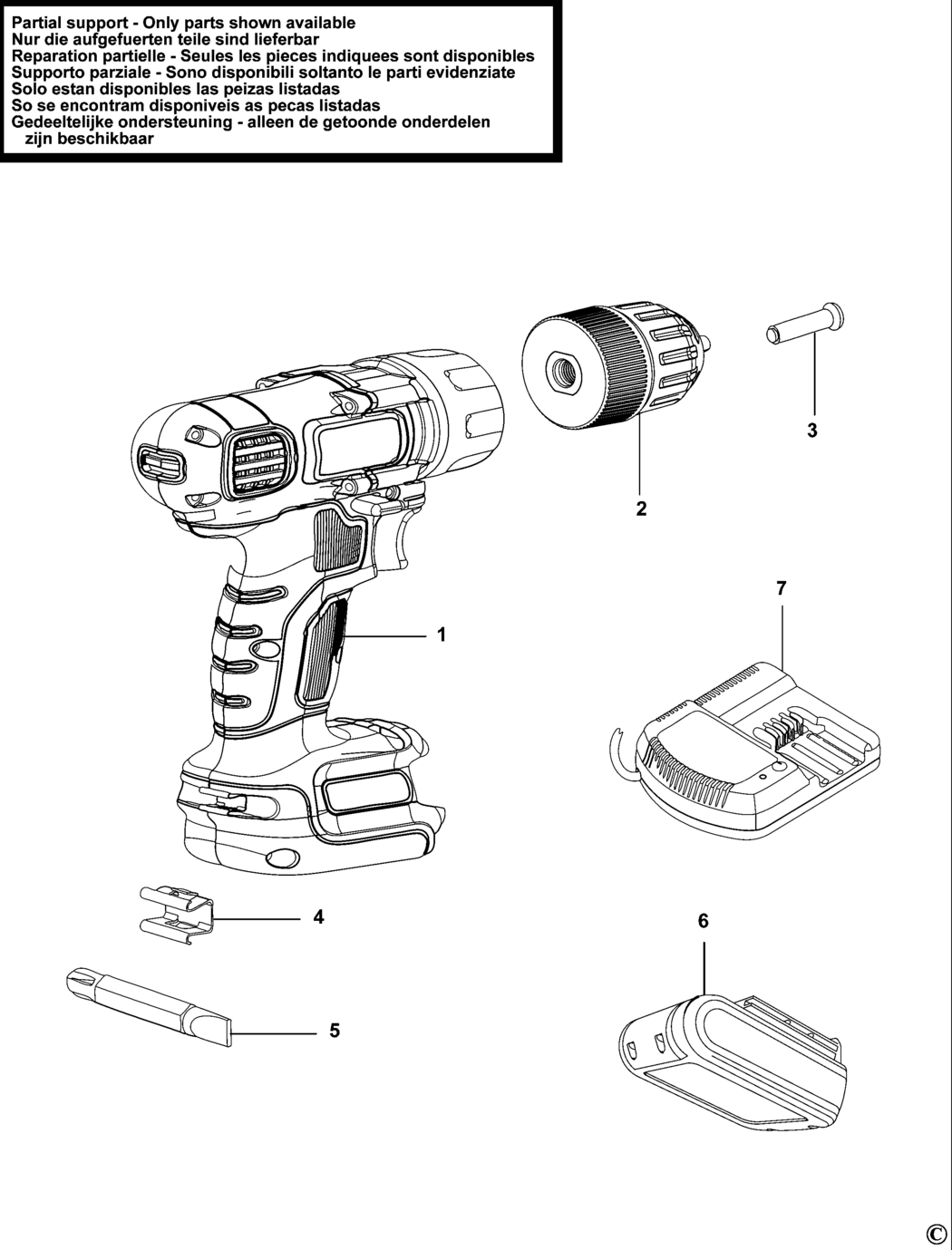 Black & Decker LDX120SB Type 1 Drill Spare Parts