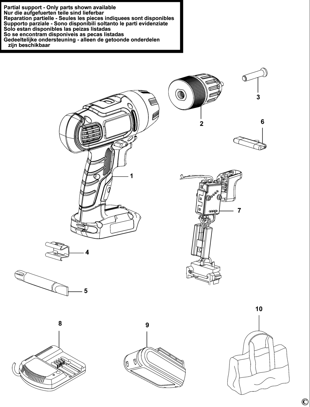 Black & Decker SSL20SB-2 Type 1 Drill Spare Parts