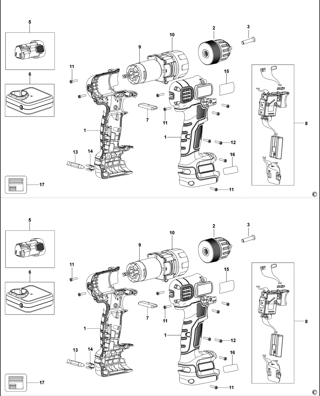 Black & Decker EGBL108 Type 1-XE Cordless Drill Spare Parts