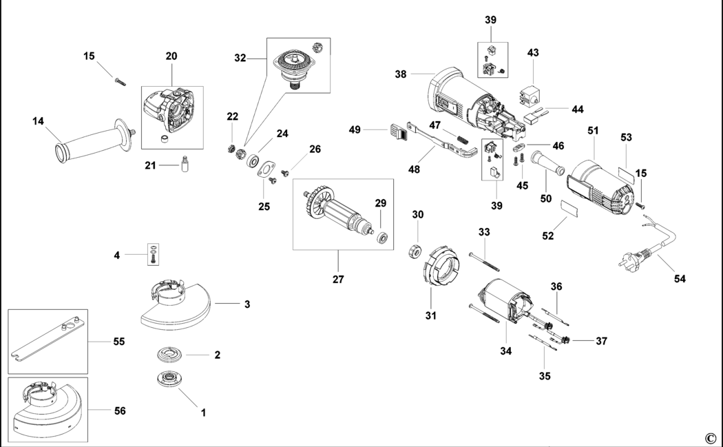 Black & Decker KG701 Type 1 Small Angle Grinder Spare Parts