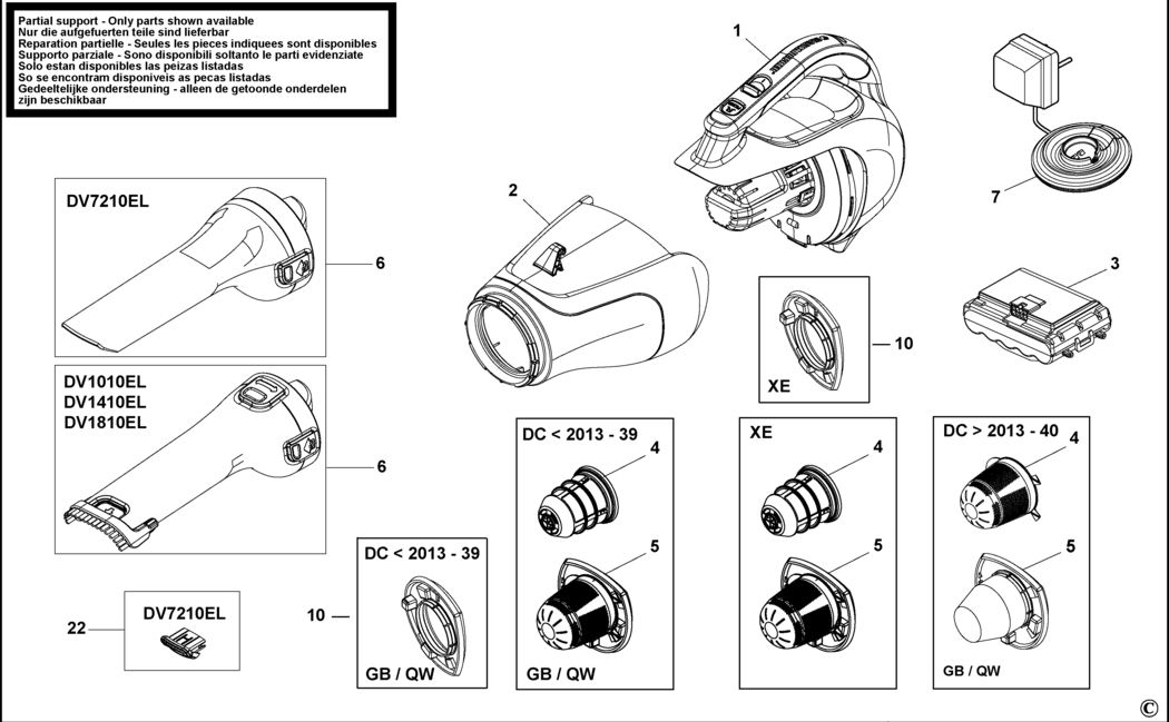 Black & Decker DV1410EL Type H1 Dustbuster Spare Parts