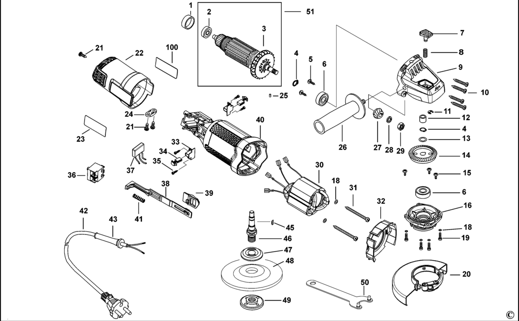 Black & Decker G720G Type 1 Small Angle Grinder Spare Parts