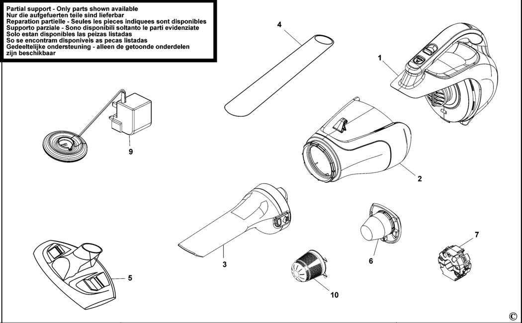 Black & Decker DV7210F Type H1 Dustbuster Spare Parts