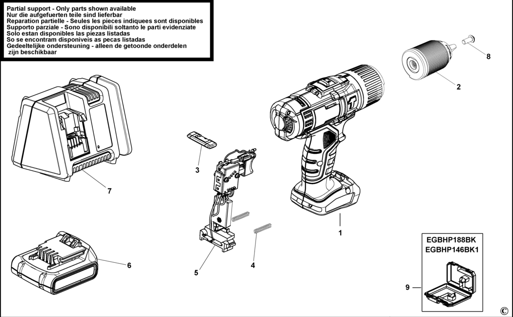 Black & Decker EGBHP146 Type H1 Drill/driver Spare Parts