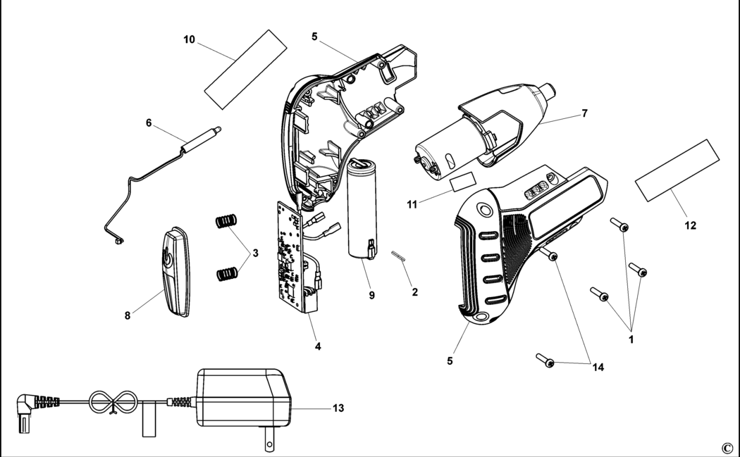 Black & Decker GYRO36 Type 1 Screwdriver Spare Parts