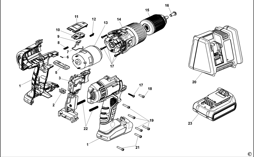 Black & Decker EXH18 Type 1 Hammer Drill Spare Parts