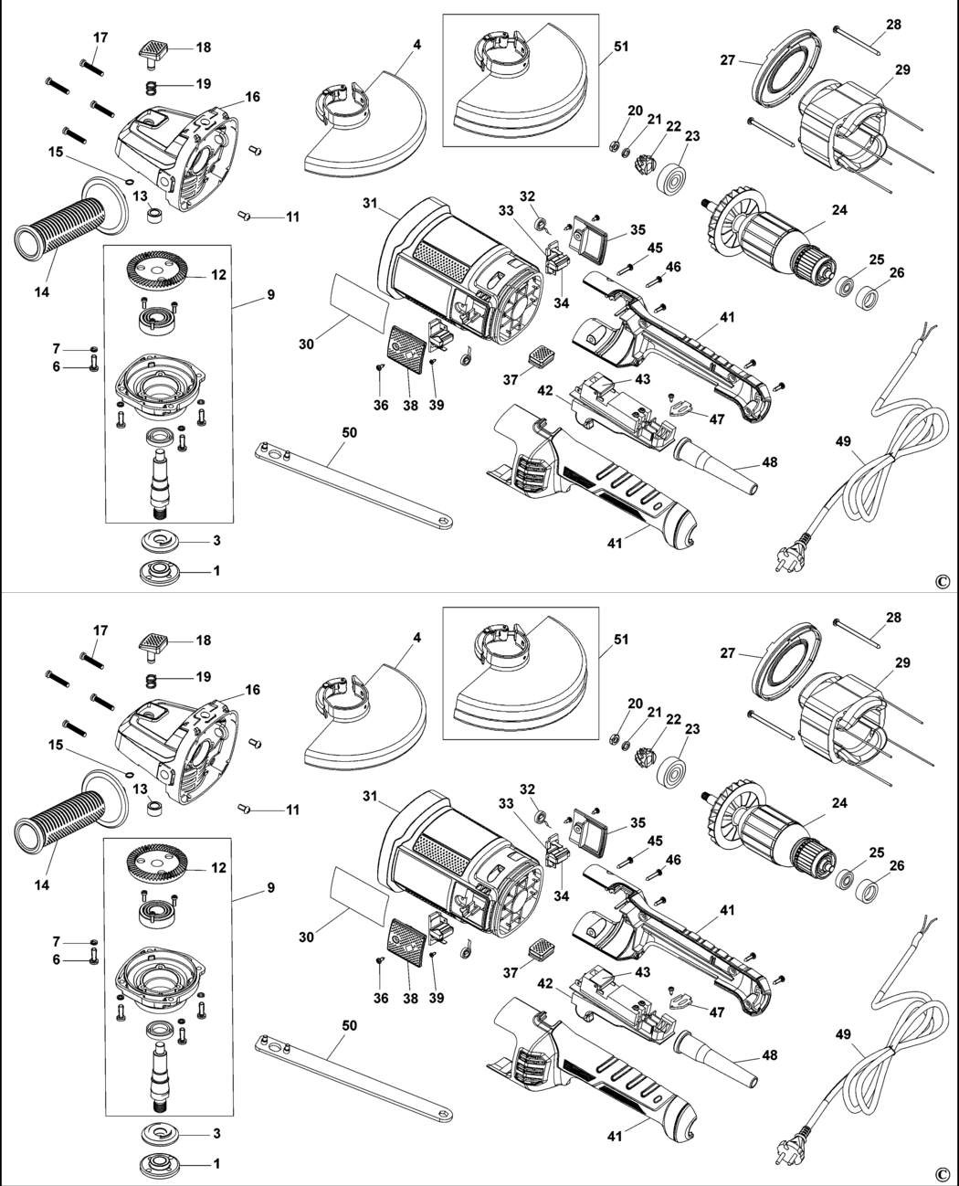 Black & Decker KG2200 Type 1 Angle Grinder Spare Parts