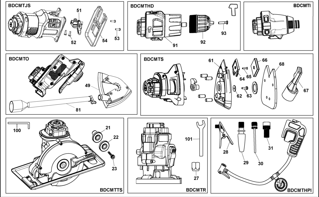 Black & Decker BDCMTS Type 1 Sander Spare Parts