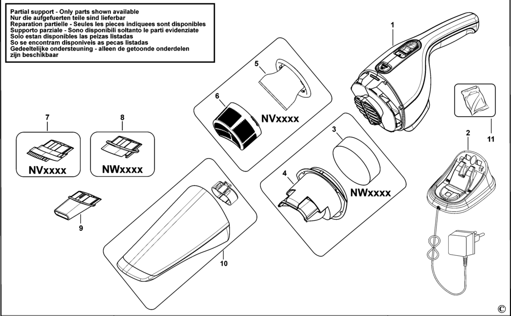 Black & Decker NV2410N Type H1 Dustbuster Spare Parts