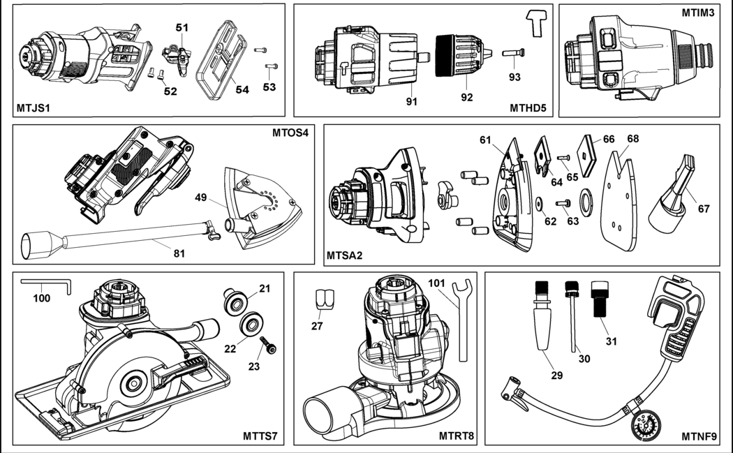 Black & Decker MTHD5 Type H1 Hammer Attach Spare Parts