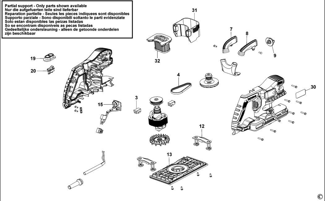 Black & Decker KA330 Type 1 Sander Spare Parts