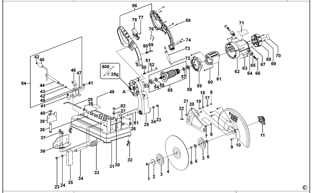 Black & Decker BDEL701 Type 1 Chop Saw Spare Parts