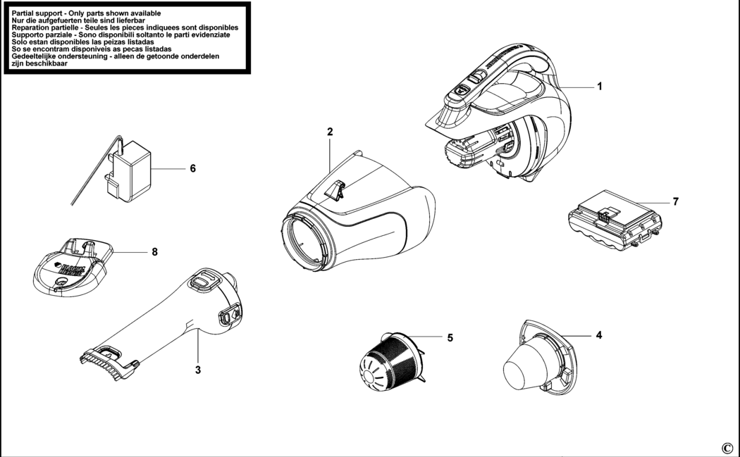 Black & Decker DV1010ECL Type H1 Dustbuster Spare Parts