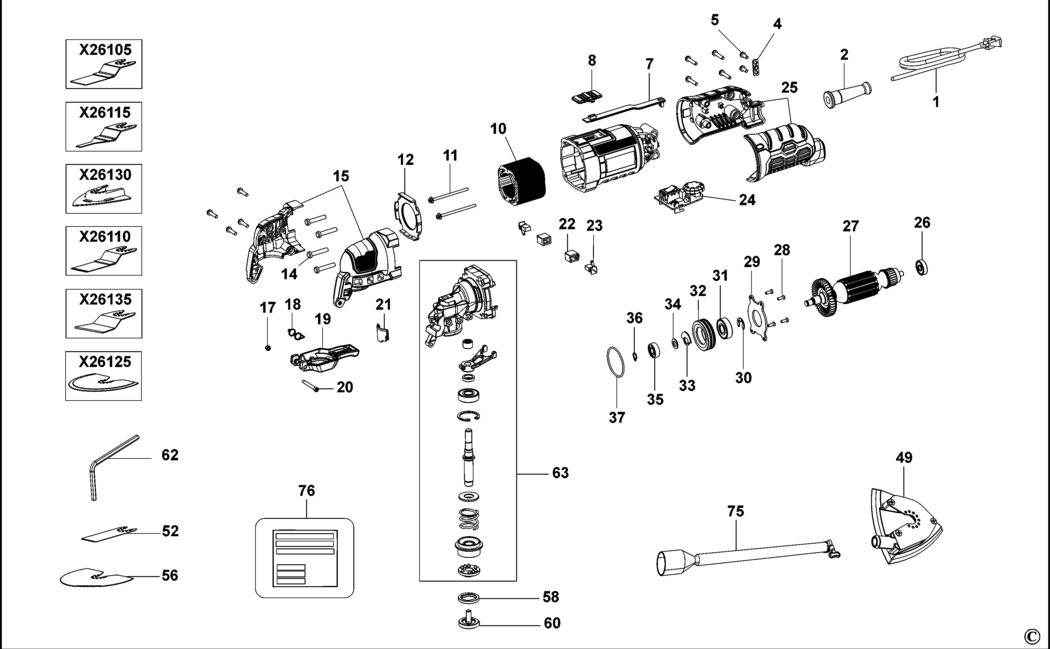 Black & Decker MT280 Type 1 Oscillating Tool Spare Parts