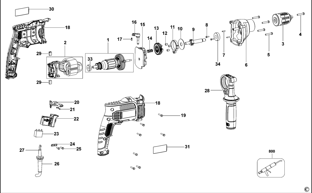 Black & Decker BDK600 Type 1 Drill Spare Parts