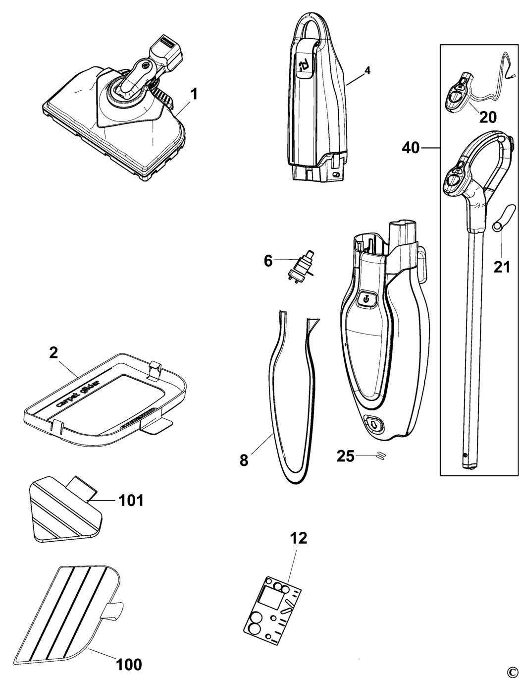 Black & Decker FSM1630BL Type 1 Steam Mop Spare Parts