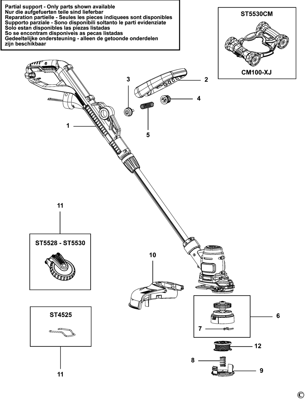 Black & Decker ST5528 Type 1 String Trimmer Spare Parts