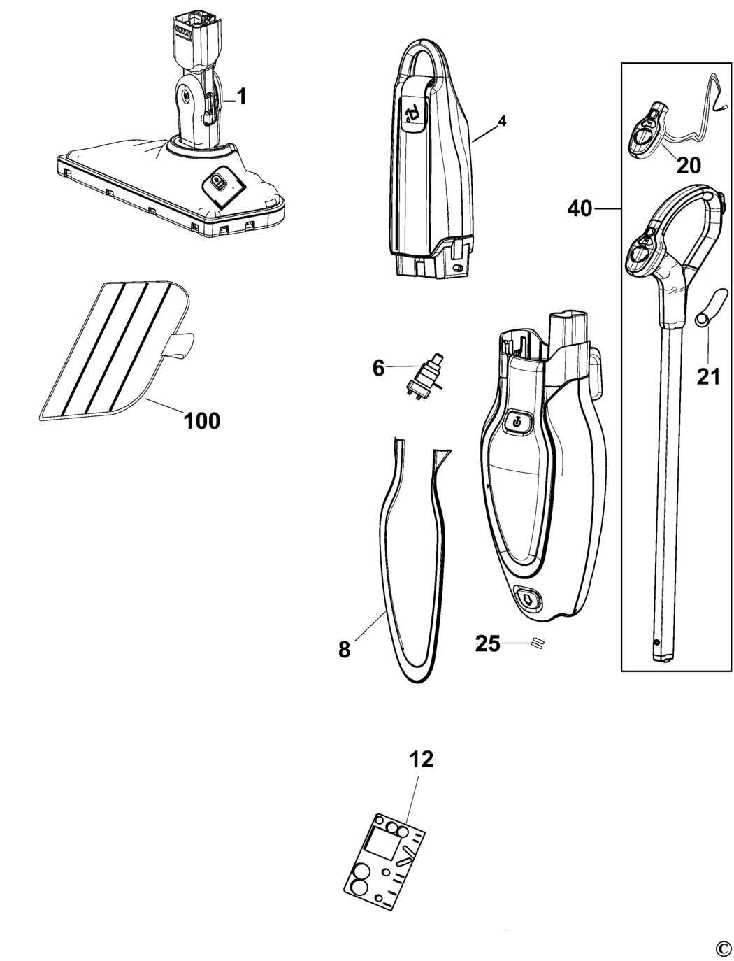 Black & Decker FSM1630S Type 1 Steam Mop Spare Parts