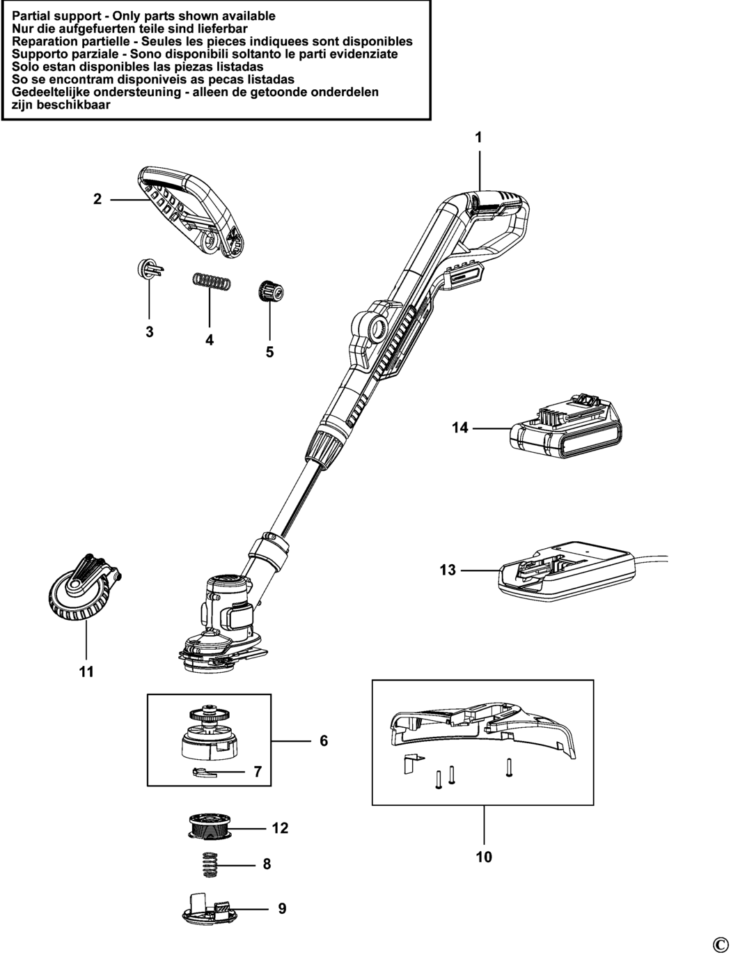 Black & Decker STC1820D Type 1 Cordless String Trimmer Spare Parts