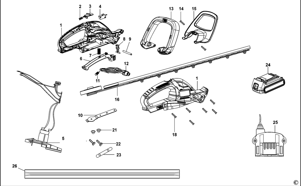 Black & Decker GTC1845L Type 1 C'less Hedgetrimmer Spare Parts