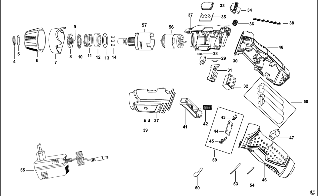 Black & Decker KC4815 Type 1 Cordless Screwdriver Spare Parts