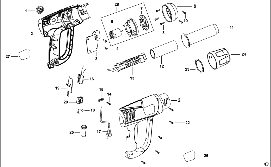 Black & Decker BPXH2000 Type 1 Heatgun Spare Parts