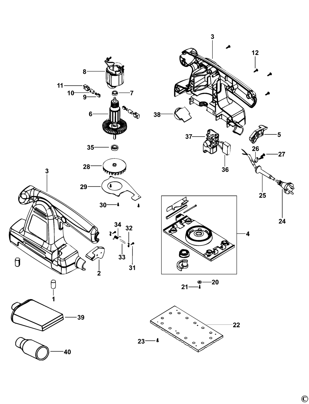 Black & Decker BPRS3102 Type 1 Sander Spare Parts