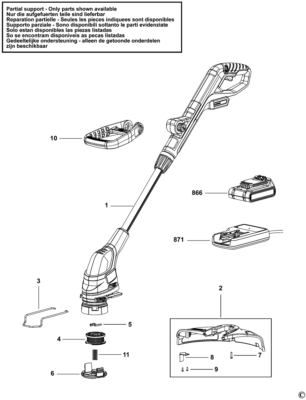 Black & Decker GLC1823L20 Type 1 String Trimmer Spare Parts